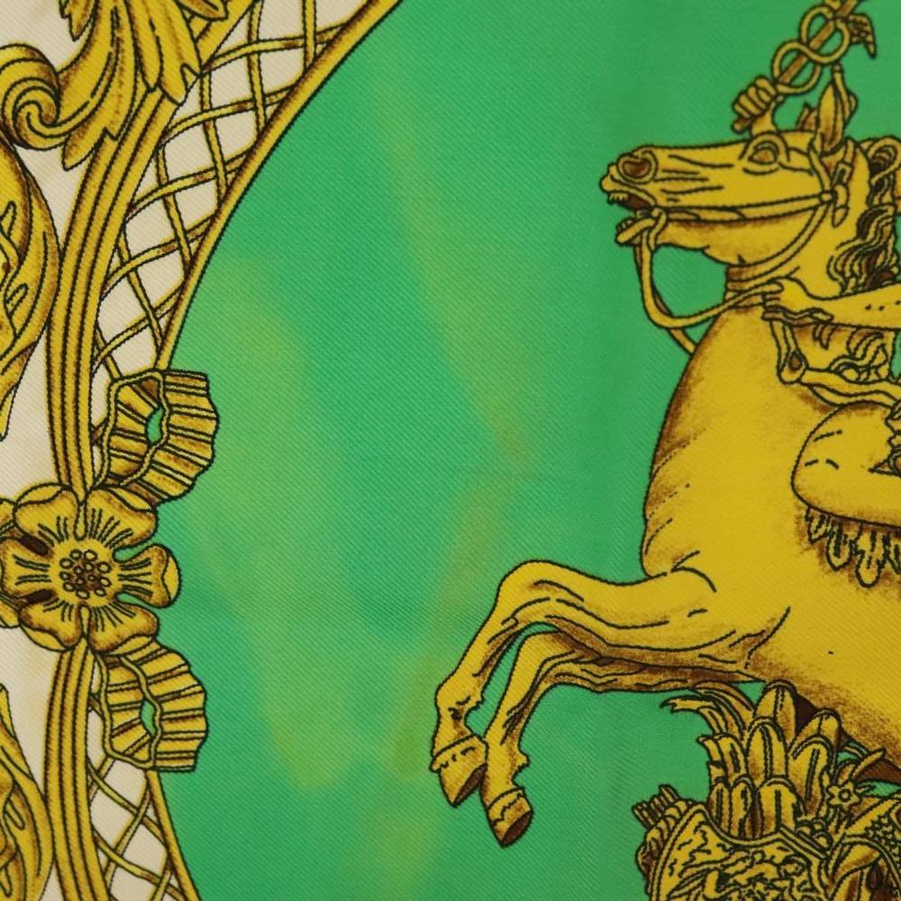 HERMES Carre 90 Scarf ""LES TUILERIES"" Silk Green Yellow Auth 99949 - Picture 16 of 16
